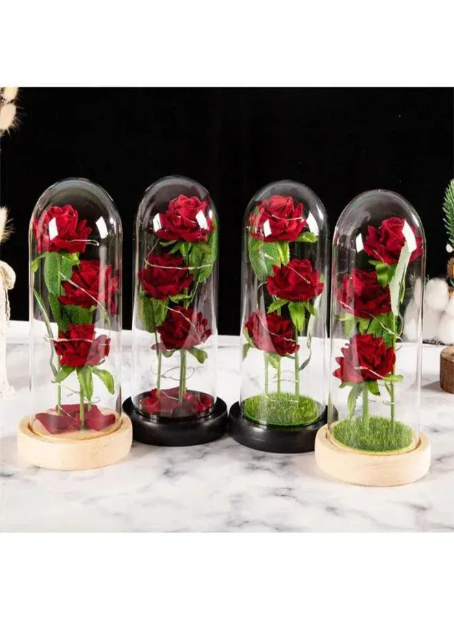 Valentine's Day Rose Gift for Her – Beauty and the Beast-Inspired Rose with Grass and Black Base, Perfect for Anniversaries, Birthdays, and Romantic Occasions