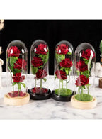 Valentine's Day Rose Gift for Her – Beauty and the Beast-Inspired Rose with Grass and Black Base, Perfect for Anniversaries, Birthdays, and Romantic Occasions