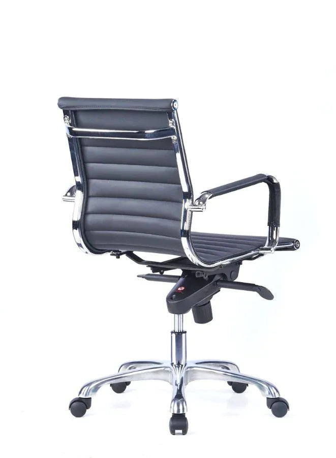 Executive Office Chair with High-Quality PU, Chrome Frame, 4-Lock Synchro Mechanism, Aluminum Base