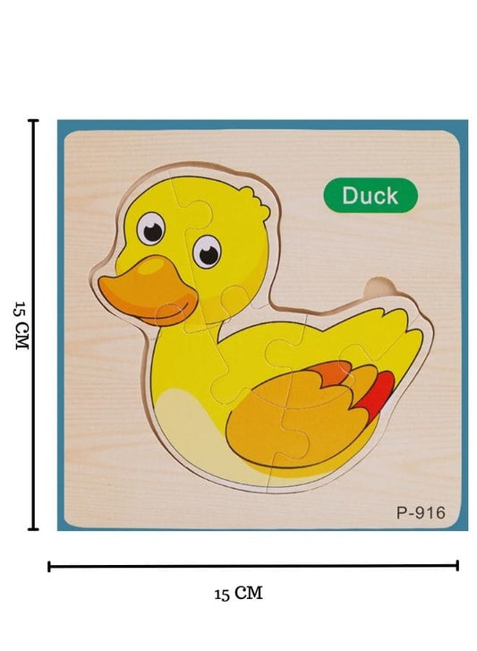 Jigsaw 3D Wooden Puzzle Toys Cartoon Animals Traffic Cards Intelligence Early Learning Toy for Children Animal Set Duck Fatio General Trading
