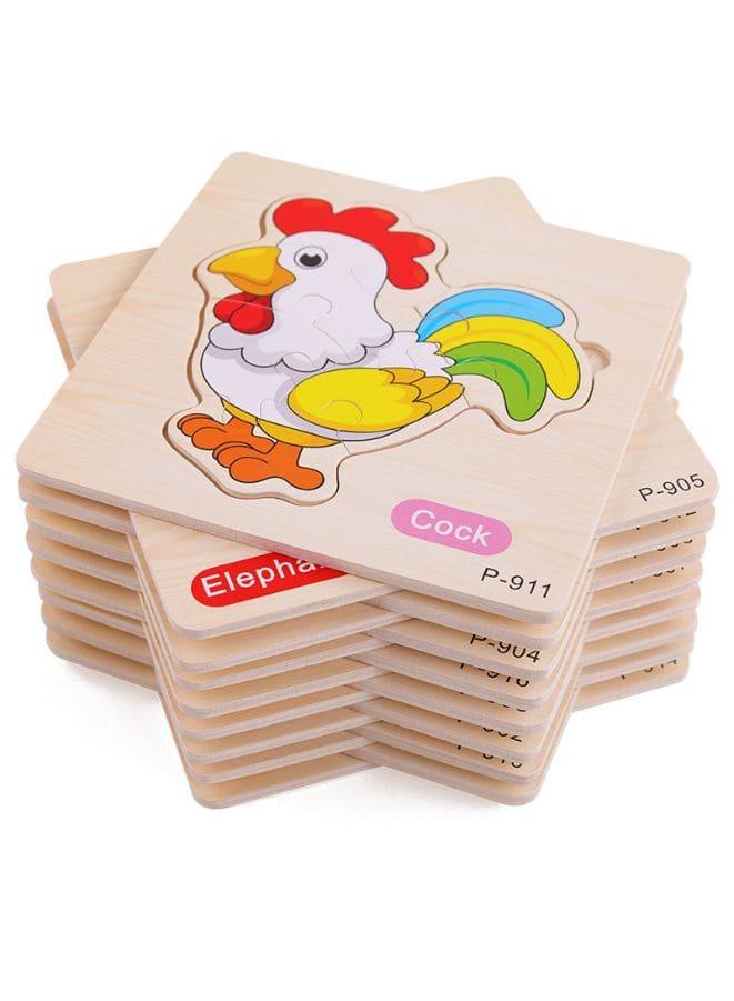 Jigsaw 3D Wooden Puzzle Toys Cartoon Animals Traffic Cards Intelligence Early Learning Toy for Children Vehicle set Car Fatio General Trading