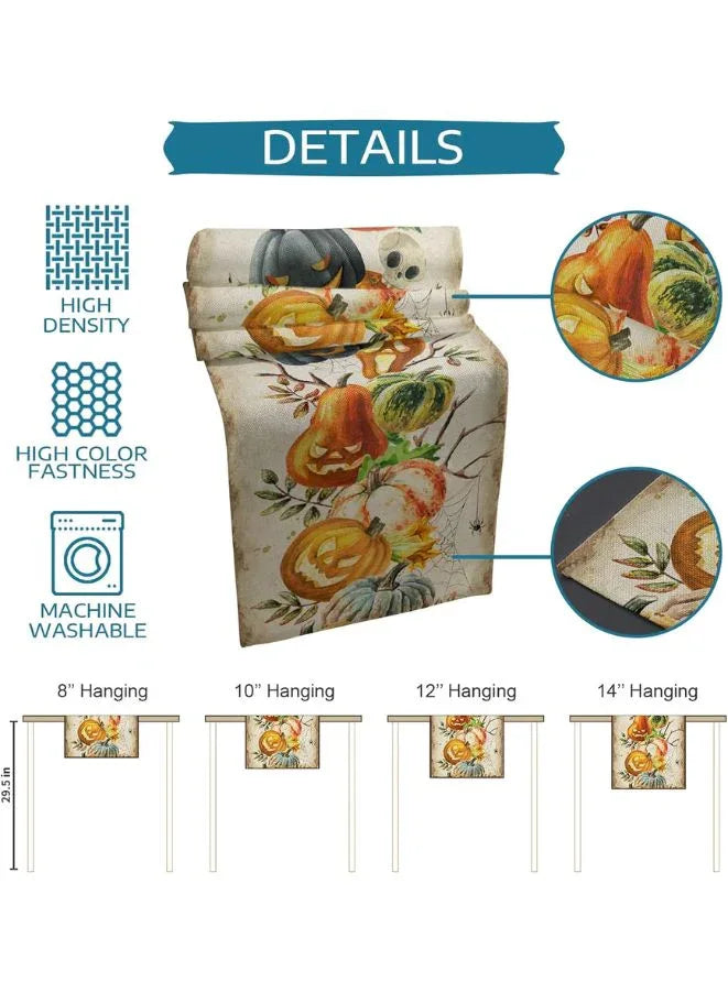 Halloween  Rectangle Table Runner -Featuring Happy Halloween Pumpkins