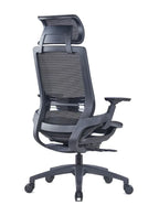 Modern Sleek Black Mesh Office Chair with  3D Armrests, Headrest  and Four-Position Lock  for Home or Office