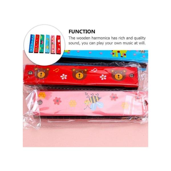 Kids Harmonica Wooden Children Harmonica Toys Colored Printed Diatonic Harmonica Mouth Organ Early Educational Musical Instruments, Design 6 Fatio General Trading