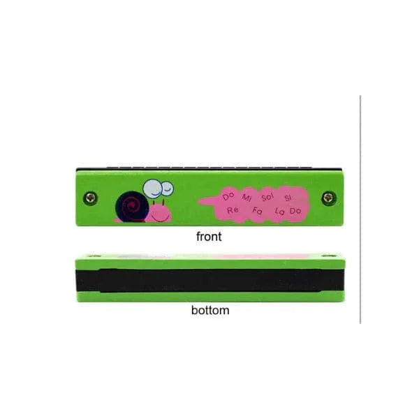 Kids Harmonica Wooden Children Harmonica Toys Colored Printed Diatonic Harmonica Mouth Organ Early Educational Musical Instruments, Design 5 Fatio General Trading