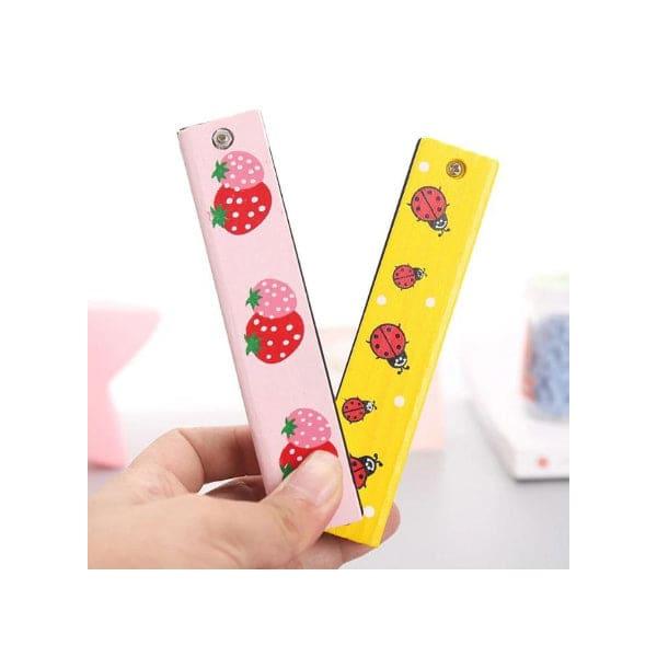 Kids Harmonica Wooden Children Harmonica Toys Colored Printed Diatonic Harmonica Mouth Organ Early Educational Musical Instruments, Design 1 Fatio General Trading