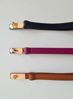 Women's Skinny Leather Belt Thin Waist Belts with Metal Buckle