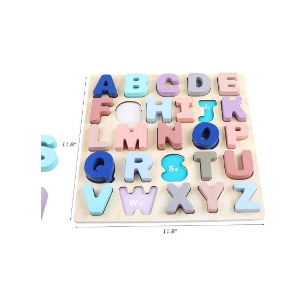 Large Alphabet Upper Case Letter and Number Wood Montessori Learning Board Educational Toys for Kids Set of 2 Fatio General Trading