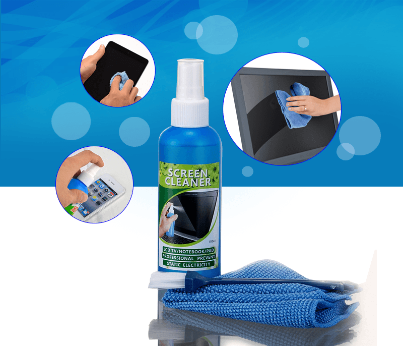 Led Cleaner Monitor Pc Mobile Screen - 3pcs Cleaning Kit Cleaner (100ml) + Brush + Cloth Fatio General Trading
