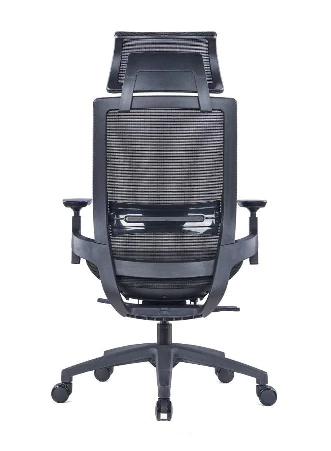 Modern Sleek Black Mesh Office Chair with  3D Armrests, Headrest  and Four-Position Lock  for Home or Office