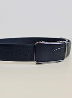 Premium Black Leather Strap Belt with Pin Buckle