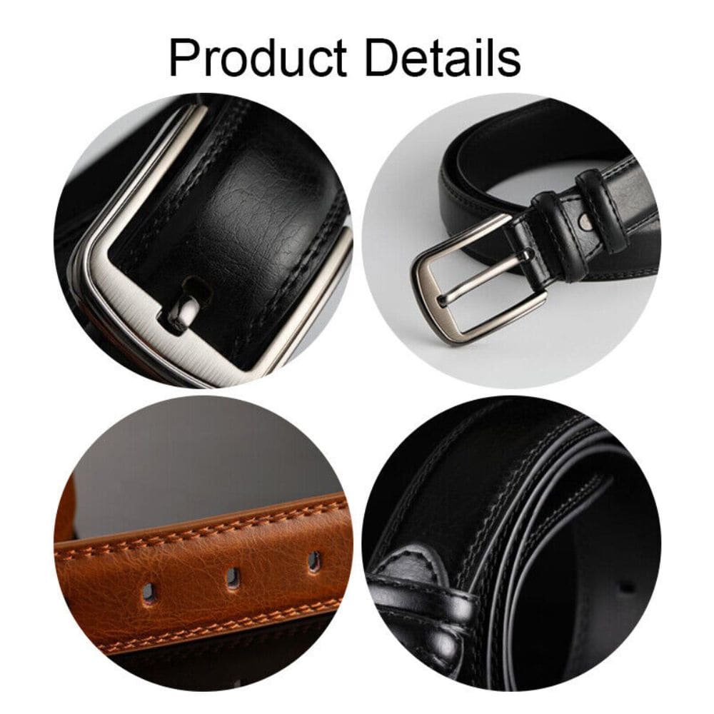 Men's Leather Strap Belt Men's Pin Buckle Luxury Waistband, 120CM Fatio General Trading