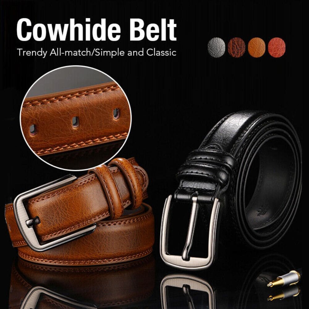 Men's Leather Strap Belt Men's Pin Buckle Luxury Waistband, 120CM Fatio General Trading