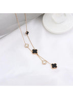 Minimalist Double Sided White and Black Clover Shell Pendant Necklace - A Must-Have Accessory in Stainless Steel 18k Fatio General Trading