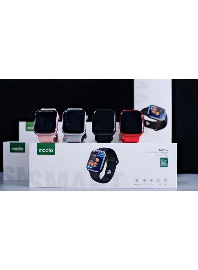 Modio MW09 Fashion Smart Watch With Full Display, Smart Split Screen & Long Battery Life, Support Calling, Full Screen, Heart Rate, Step Count, Sleep Alert (Black) Fatio General Trading