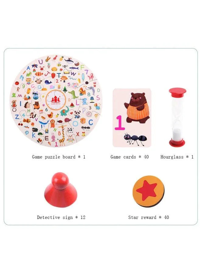 Montessori Early education toys wooden jigsaw puzzle parent-child interaction detective search card memory board game for kids Fatio General Trading