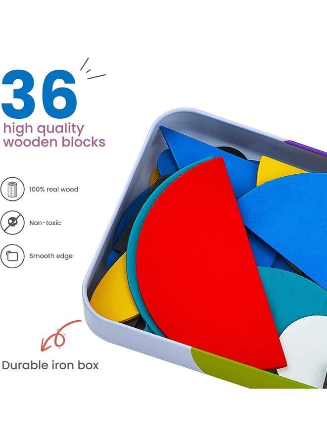 Montessori Educational Toys, Learn Sorting and Stacking Toy for Toddlers, Boys and Girls, 36 Pieces of Geometric Shapes and 60 Design Cards, Style A Fatio General Trading