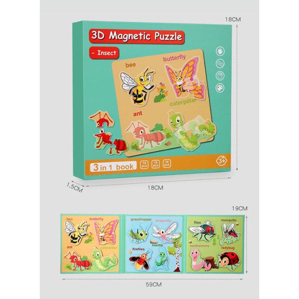 Montessori Magnetic Cardboard Puzzle Book Toys Durable Reusable Paper Puzzles for Visual Cognitive Training Fatio General Trading