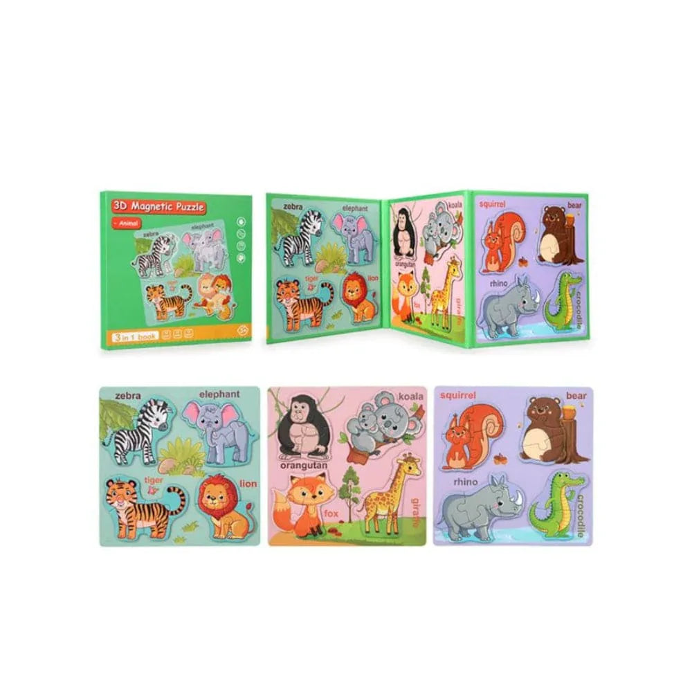 Montessori Magnetic Cardboard Puzzle Book Toys Durable Reusable Paper Puzzles for Visual Cognitive Training Fatio General Trading