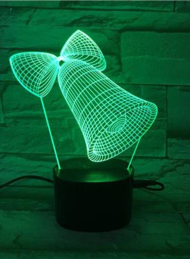 Multi-color Bell 3D LED Night Lamp, USB Desk Lamp, 16 Color with remote control Bedroom Table Lamp, Home Décor Light Gifts Fatio General Trading