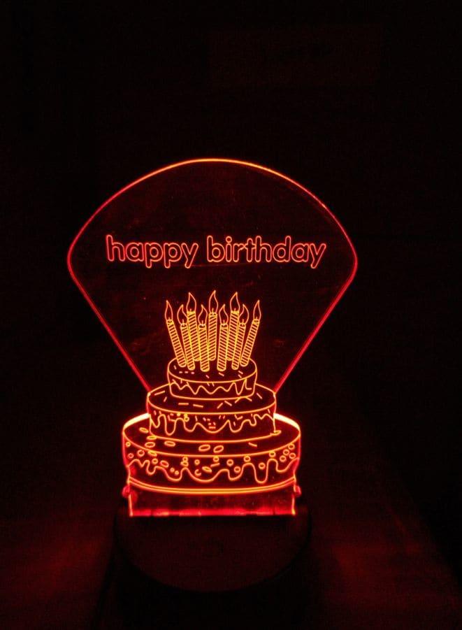 Multi-color Birthday Cake 3D LED Night Lamp, USB Desk Lamp, 16 Color with remote control Bedroom Table Lamp, Home Décor Light Gifts Fatio General Trading