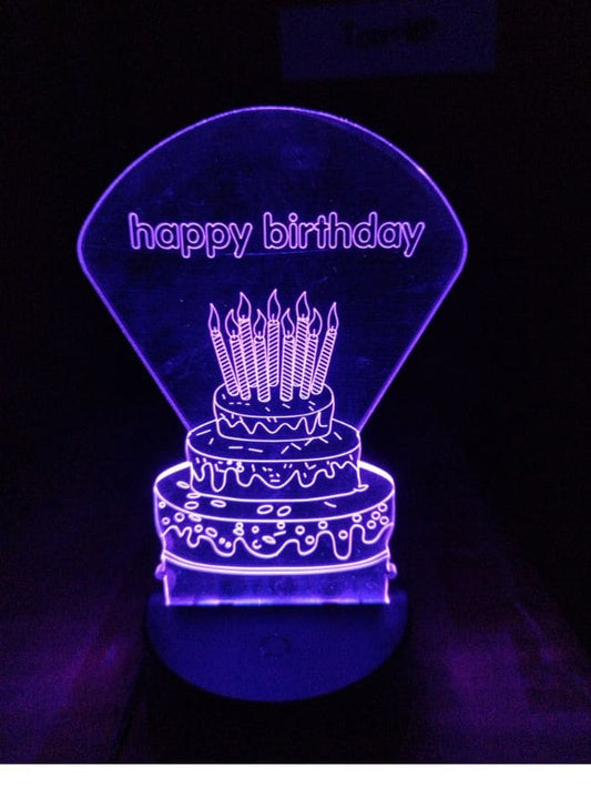 Multi-color Birthday Cake 3D LED Night Lamp, USB Desk Lamp, 16 Color with remote control Bedroom Table Lamp, Home Décor Light Gifts Fatio General Trading