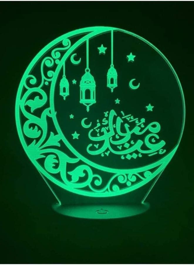 Multi-color Islamic Moon 3D LED Night Lamp, USB Desk Lamp, 16 Color with remote control Bedroom Table Lamp, Home Décor Light Gifts Fatio General Trading