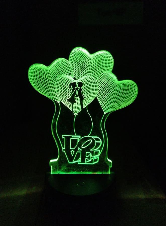 Multi-color Love 3D LED Night Lamp, USB Desk Lamp, 16 Color with remote control Bedroom Table Lamp, Home Décor Light Gifts Fatio General Trading