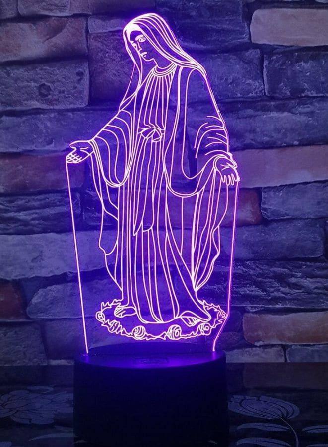 Multi-color Mother Mary 3D LED Night Lamp, USB Desk Lamp, 16 Color with remote control Bedroom Table Lamp, Home Décor Light Gifts Fatio General Trading