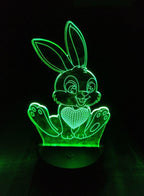 Multi-color Rabbit 3D LED Night Lamp, USB Desk Lamp, 16 Color with remote control Bedroom Table Lamp, Home Décor Light Gifts Fatio General Trading