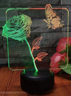 Multi-color Rose and Butterfly 3D LED Night Lamp, USB Desk Lamp, 16 Color with remote control Bedroom Table Lamp, Home Décor Light Gifts Fatio General Trading