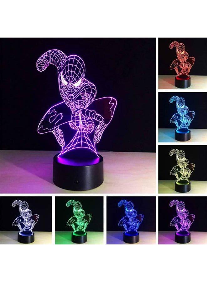 Multi-color Spider Man 3D LED Night Lamp, USB Desk Lamp, 16 Color with remote control Bedroom Table Lamp, Home Décor Light Gifts Fatio General Trading