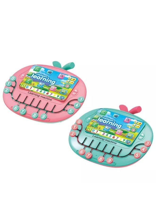 Multifunctional Tablet Learning Machine, Interactive Educational Toy with Letters, Numbers, Music, Story Telling, and more, Modern math learning machine toy apple shape for Toddlers, Pink Fatio General Trading