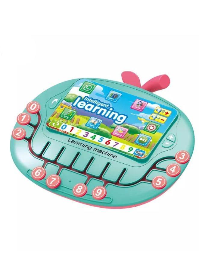 Multifunctional Tablet Learning Machine, Interactive Educational Toy with Letters, Numbers, Music, Story Telling, and more, Modern math learning machine toy apple shape for Toddlers, Pink Fatio General Trading