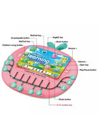 Multifunctional Tablet Learning Machine, Interactive Educational Toy with Letters, Numbers, Music, Story Telling, and more, Modern math learning machine toy apple shape for Toddlers, Pink Fatio General Trading