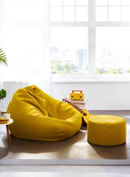 Classic Fabric Bean Bag with foot stool in room