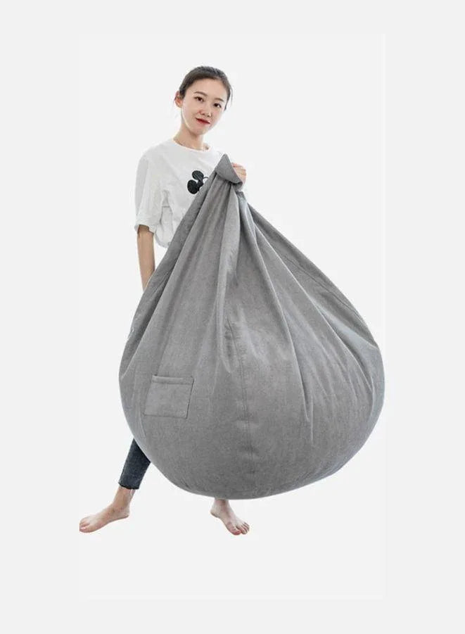 Classic Fabric Bean Bag with foot stool grey being carried