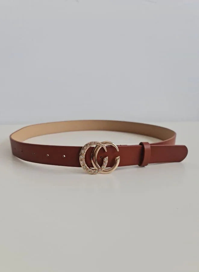 Double Opened Ring Buckle Women's Belt Soft Leather Metallic Buckle