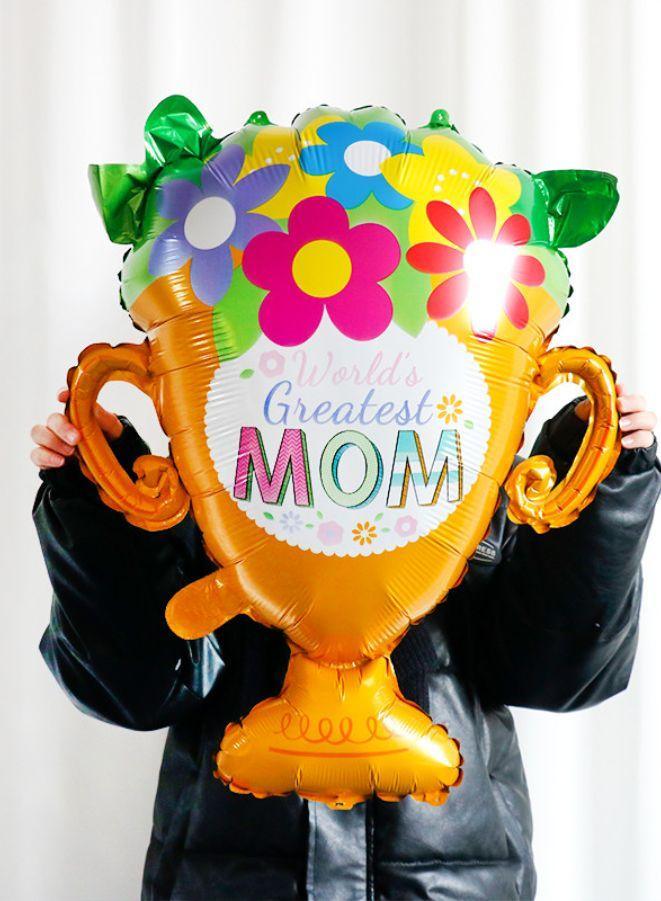 Happy Mothers Day and Best Mom Balloon Decor Mothers Day Decorations for Party Set of 6 Multicolored Balloon