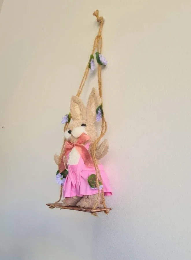 FATIO 46cm Handmade Easter Bunny Figure | Cotton String Easter Decoration for Home & Gifts