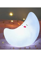 Portable Kids Cartoon LED Night Light Children Bedroom Table Lamp Bedside Moon Star Nightlight  Best Birthday Gift for Kids, Home Décor, Kid' Room Decoration, Living Room, White Moon Fatio General Trading