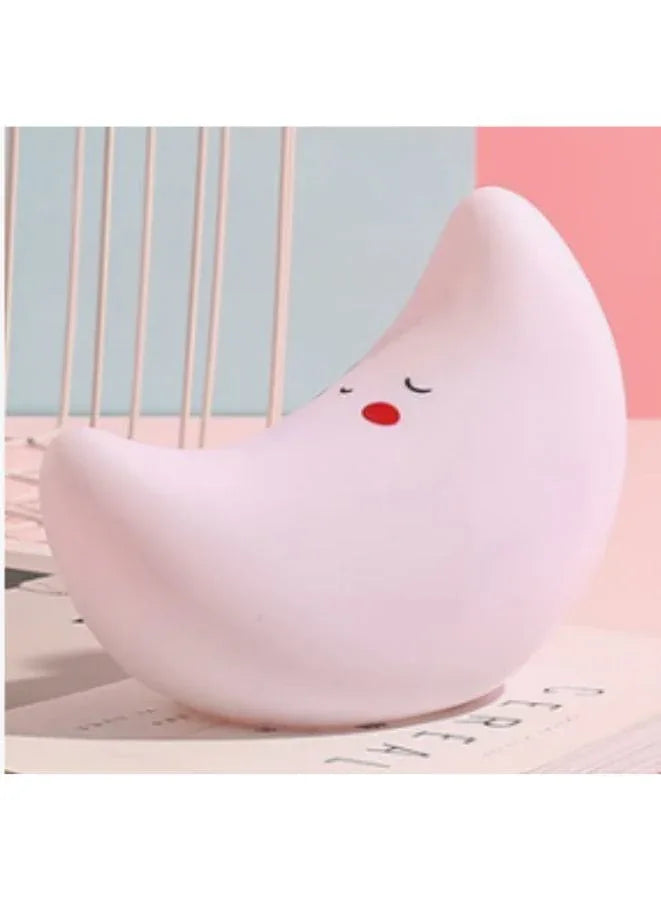Portable Kids Cartoon LED Night Light Children Bedroom Table Lamp Bedside Moon Star Nightlight  Best Birthday Gift for Kids, Home Décor, Kid' Room Decoration, Living Room, White Moon Fatio General Trading