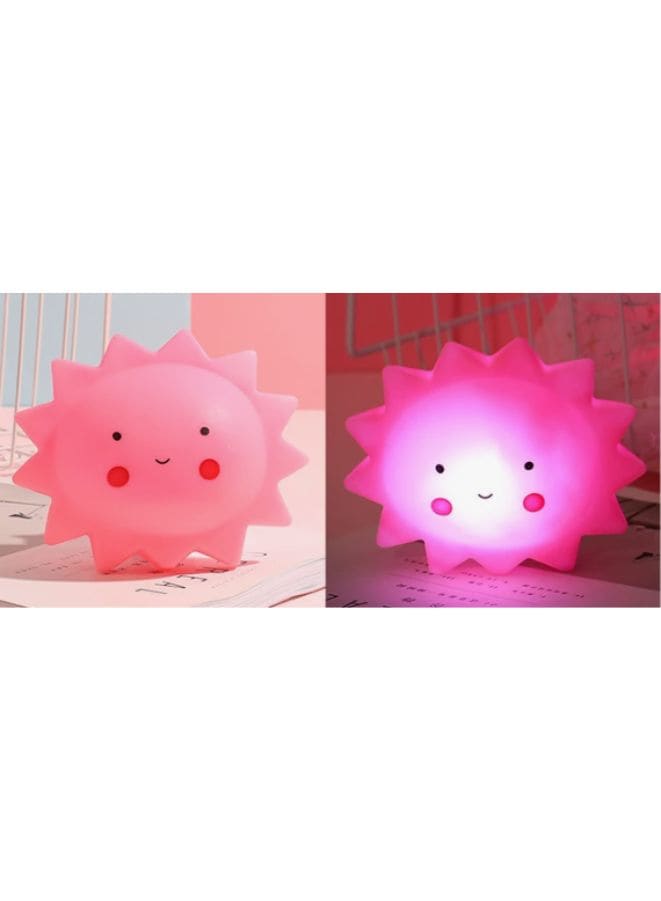 Portable Kids Cartoon LED Night Light Children Bedroom Table Lamp Bedside Moon Star Nightlight  Best Birthday Gift for Kids, Home Décor, Kid' Room Decoration, Living Room, Pink Sun Fatio General Trading