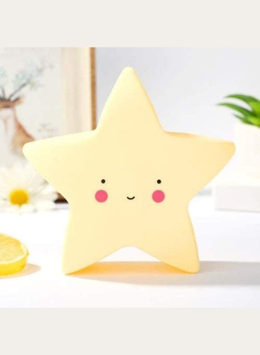 Portable Kids Cartoon LED Night Light Children Bedroom Table Lamp Bedside Moon Star Nightlight  Best Birthday Gift for Kids, Home Décor, Kid' Room Decoration, Living Room, Yellow Star Fatio General Trading