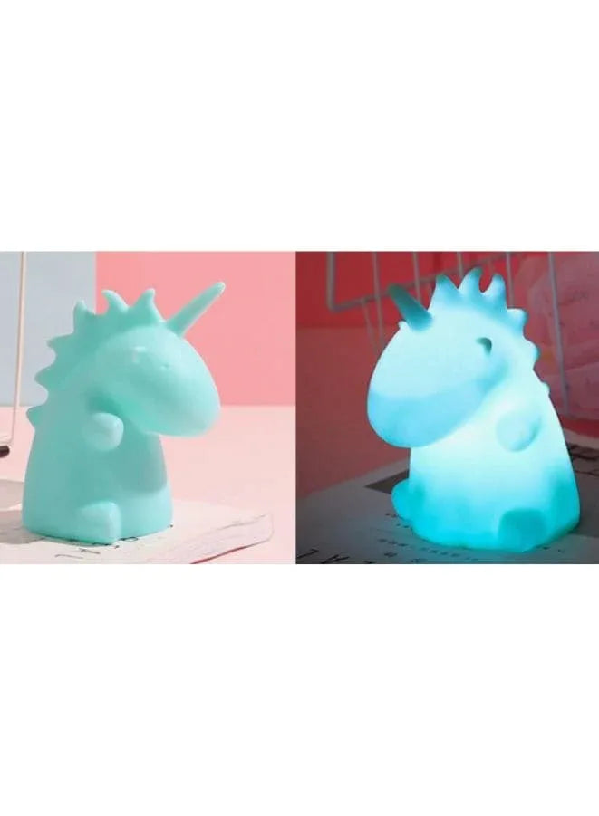 Portable Kids Cartoon LED Night Light Children Bedroom Table Lamp Bedside Moon Star Nightlight  Best Birthday Gift for Kids, Home Décor, Kid' Room Decoration, Living Room, Blue Dinosaur Fatio General Trading