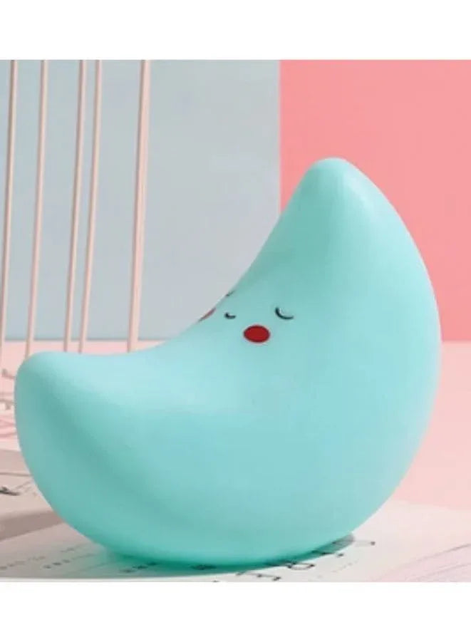 Portable Kids Cartoon LED Night Light Children Bedroom Table Lamp Bedside Moon Star Nightlight  Best Birthday Gift for Kids, Home Décor, Kid' Room Decoration, Living Room, Blue Moon Fatio General Trading