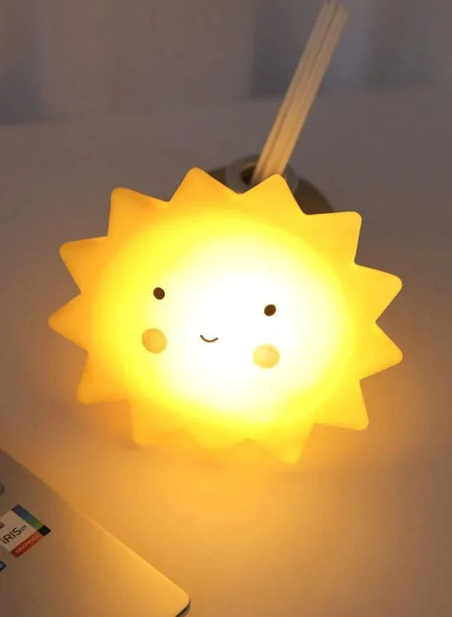 Portable Kids Cartoon LED Night Light Children Bedroom Table Lamp Bedside Moon Star Nightlight  Best Birthday Gift for Kids, Home Décor, Kid' Room Decoration, Living Room, Yellow Sun Fatio General Trading