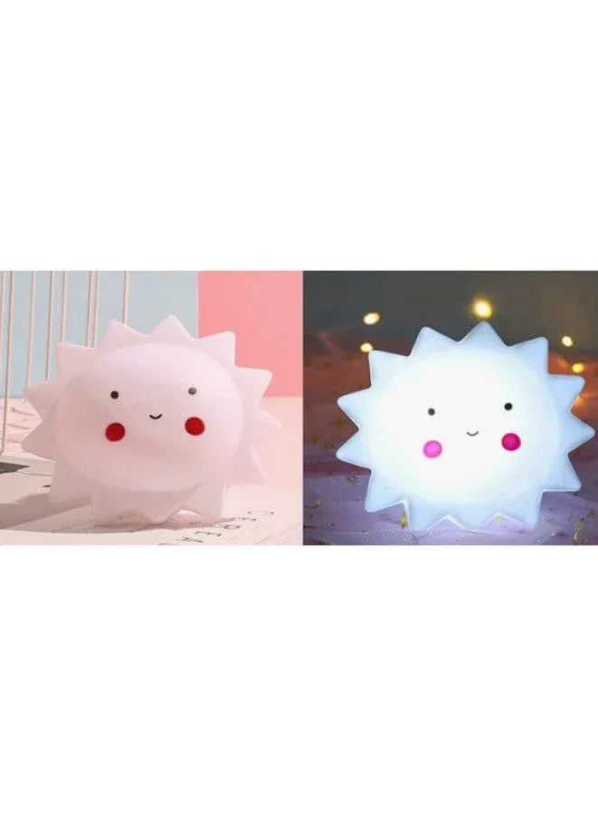 Portable Kids Cartoon LED Night Light Children Bedroom Table Lamp Bedside Moon Star Nightlight  Best Birthday Gift for Kids, Home Décor, Kid' Room Decoration, Living Room, White Sun Fatio General Trading