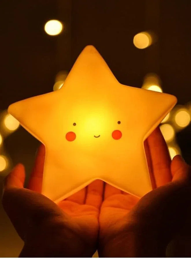 Portable Kids Cartoon LED Night Light Children Bedroom Table Lamp Bedside Moon Star Nightlight  Best Birthday Gift for Kids, Home Décor, Kid' Room Decoration, Living Room, Yellow Star Fatio General Trading
