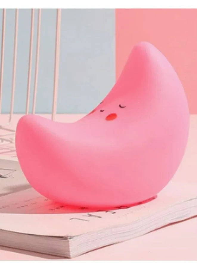 Portable Kids Cartoon LED Night Light Children Bedroom Table Lamp Bedside Moon Star Nightlight  Best Birthday Gift for Kids, Home Décor, Kid' Room Decoration, Living Room, Pink Moon Fatio General Trading